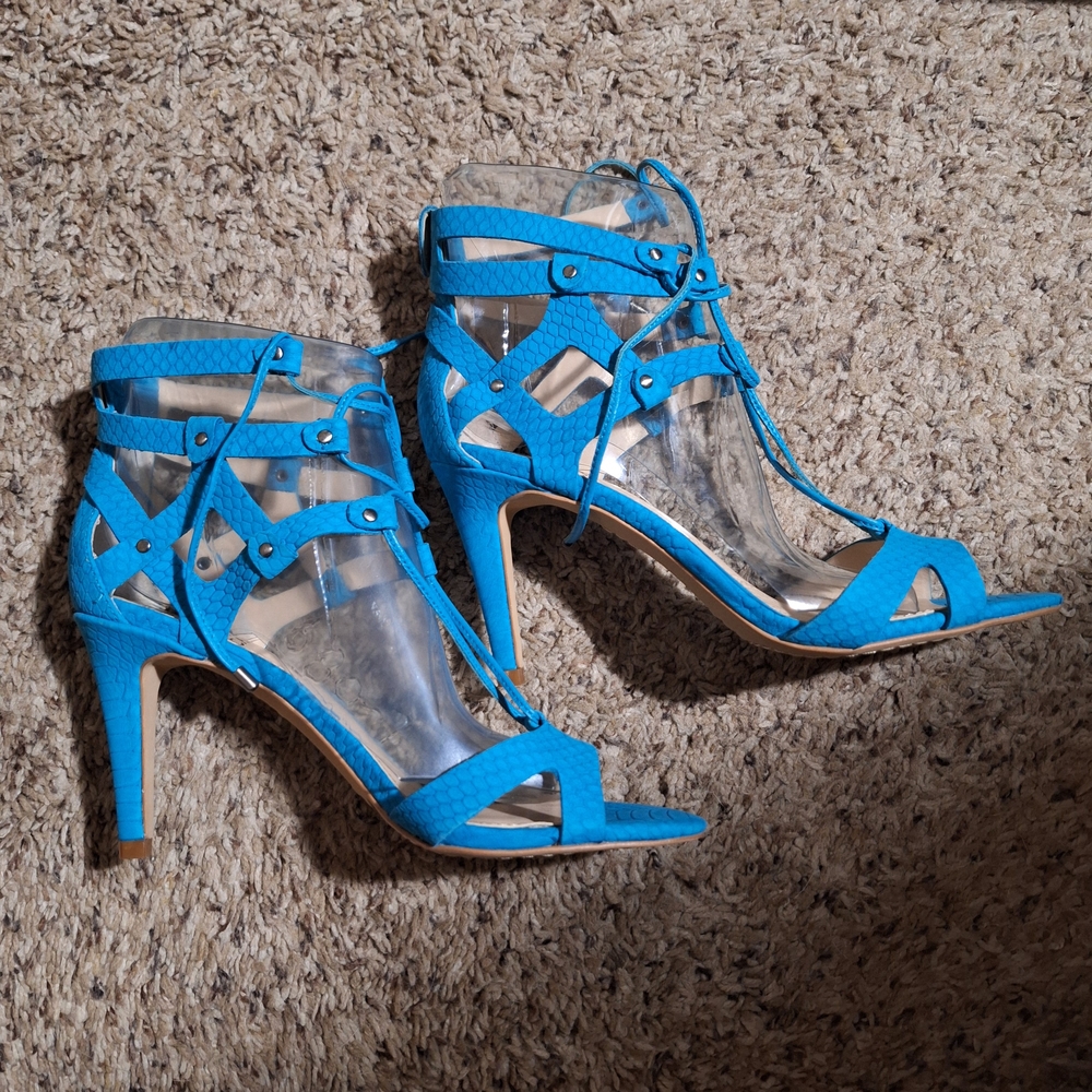 Vince Camuto Blue Strappy Heeled Sandals - Picture 3 of 8